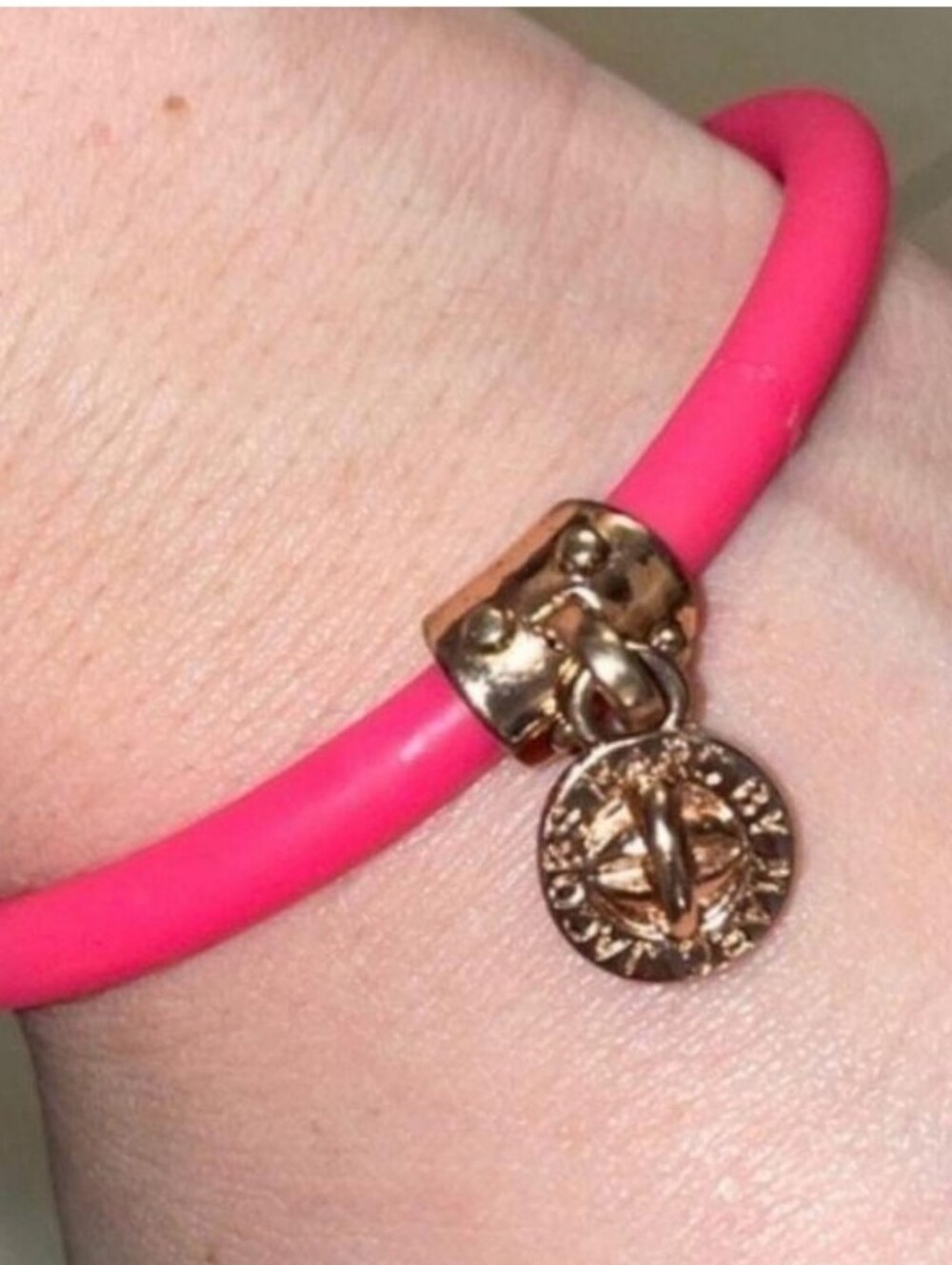 Gold Charm Pink Silicone Marc Jacob Bracelet